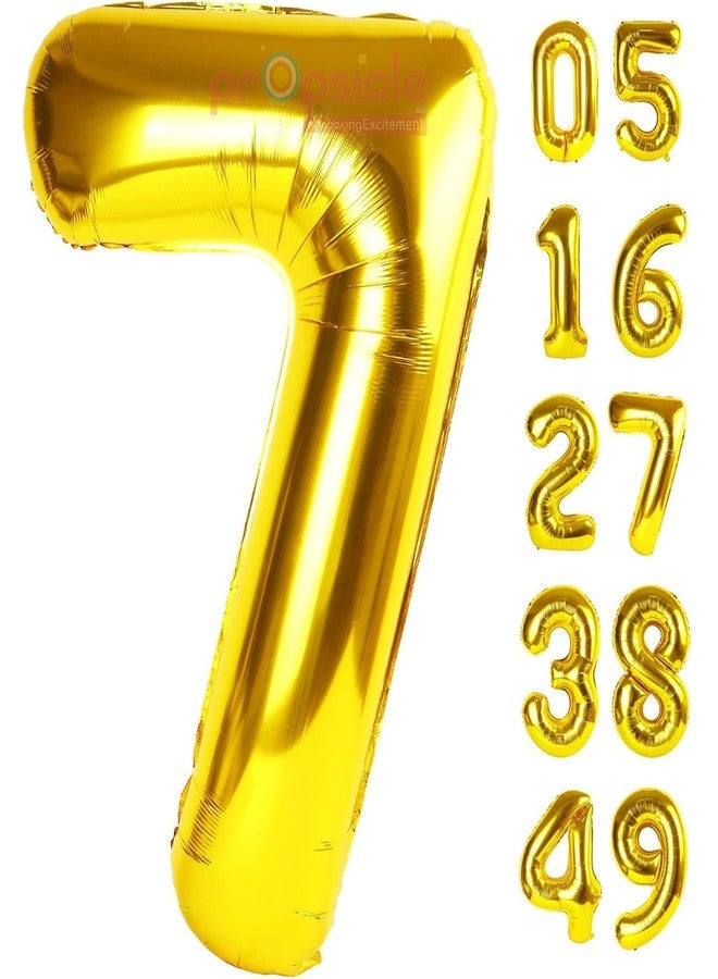 بروبسيكل بالون هيليوم ذهبي اللون من بروبسيكل، مقاس 32 بوصة، على شكل الرقم 7، لتزيين حفلات أعياد الميلاد | بالونات على شكل الرقم 7، مناسبة لأعياد الميلاد/الذكرى السنوية | الرقم 7 - Image 1